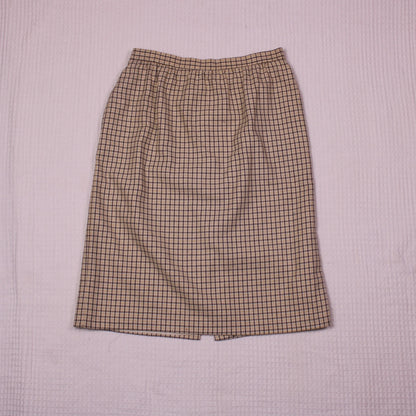 Russ - Vintage - Cream, Brown, and Yellow Pencil Skirt - Size 16