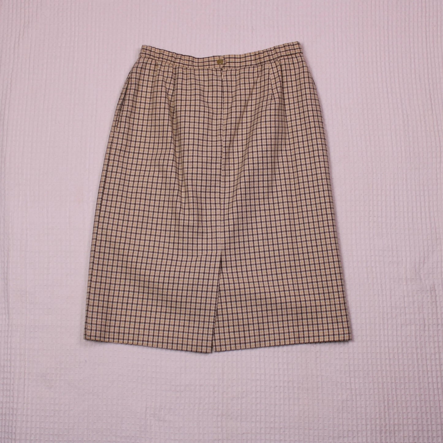 Russ - Vintage - Cream, Brown, and Yellow Pencil Skirt - Size 16