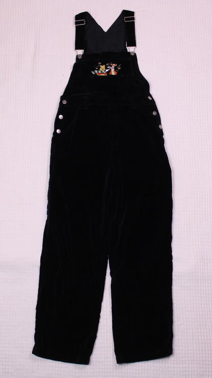 Pooh - Vintage - Black Velvet Overalls featuring Pooh and Tiger- Size M