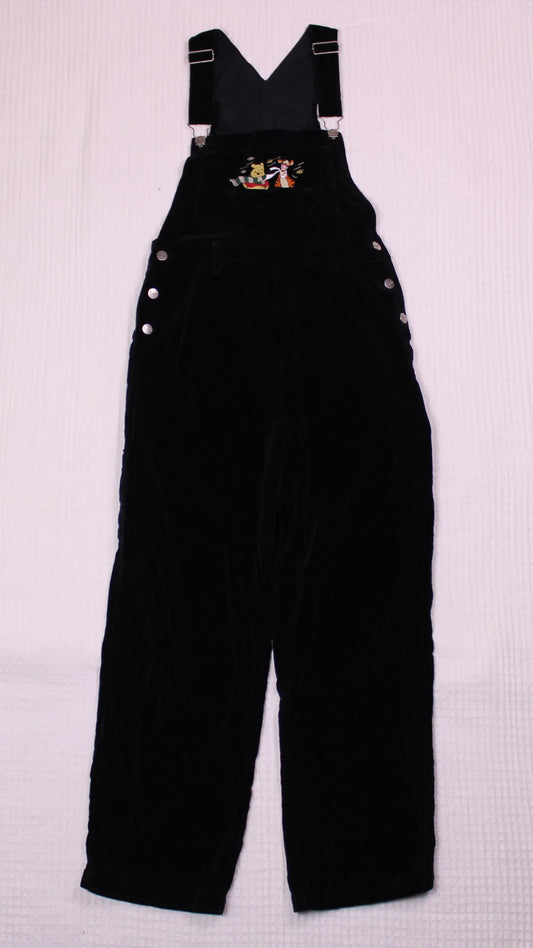Pooh - Vintage - Black Velvet Overalls featuring Pooh and Tiger- Size M