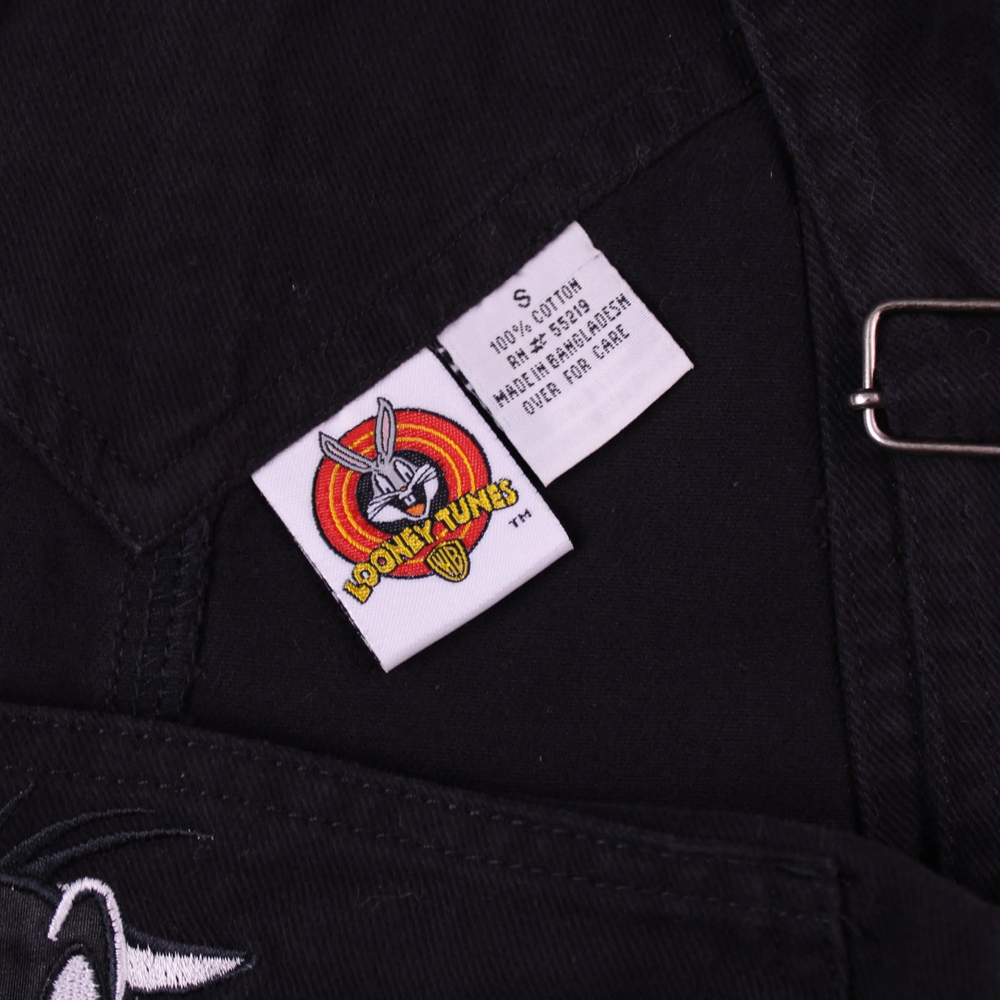 Looney Tunes - Vintage - Black Overalls with Embroidered Tweety Bird & Sylvester  - Size S