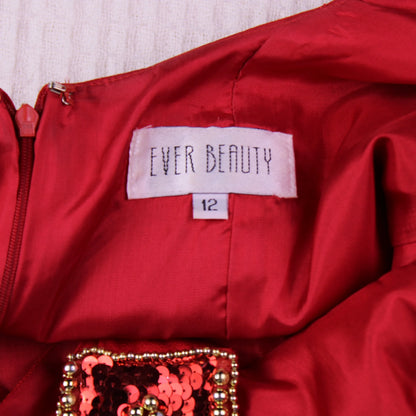 Ever Beauty - Vintage - Red  Evening Gown - Size 12