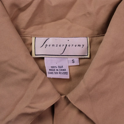 Spenser Jeremy - Vintage - Tan Silk Button-Down Shirt - Size S