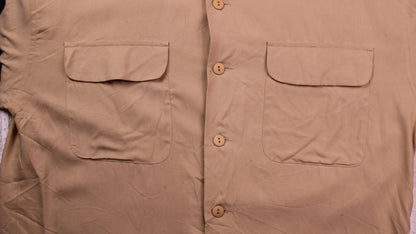 Spenser Jeremy - Vintage - Tan Silk Button-Down Shirt - Size S