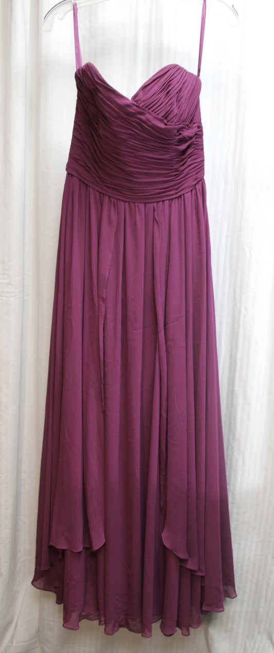 Mori Lee by Madeline Gardener - Purple Strapless Cross Ruched Bodice Special Occasion Dress/Gown - Size 14