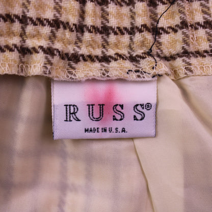 Russ - Vintage - Cream, Brown, and Yellow Pencil Skirt - Size 16