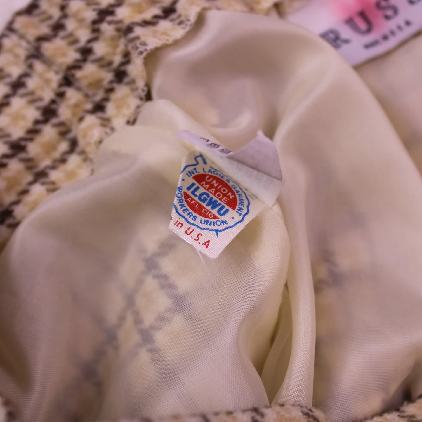 Russ - Vintage - Cream, Brown, and Yellow Pencil Skirt - Size 16