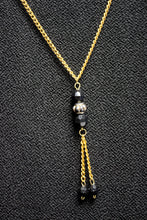 Load image into Gallery viewer, Vintage - Los Angeles Women - 2 PC Black Sleeveless Knit Sheath Dress w/ Removeable Tassel Necklace &amp; Floral 1/2 Sleeve Lightweight Jacket w/ Metallic Gold Detailing. - Size 20