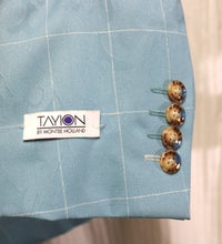 Load image into Gallery viewer, Men&#39;s - Tayion by Montee Holland - Blue Swirl Jacquard, Check Double Breasted Wool Blend Suit Jacket - Size 44 Short - w Tags