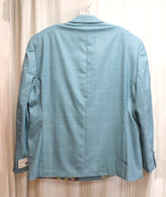 Load image into Gallery viewer, Men&#39;s - Tayion by Montee Holland - Blue Swirl Jacquard, Check Double Breasted Wool Blend Suit Jacket - Size 44 Short - w Tags