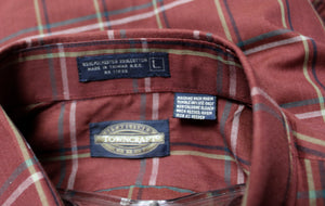 Men's Vintage - Towncraft - Plaid Light Weight Long Sleeve Button Up Shirt - Size L (w/ Original tag)
