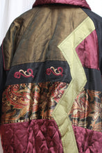 Load image into Gallery viewer, Vintage - J. Gallery - Oversized, Silky, Patchwork w/ Embroidery Detailing Puff Jacket - Size M