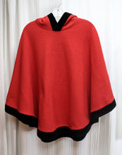 Load image into Gallery viewer, Vintage - Milton Funwear (Canada) Red w/ Black Trim Hooded Fleece Poncho - Size L