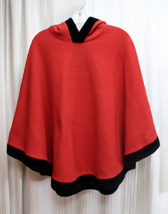 Vintage - Milton Funwear (Canada) Red w/ Black Trim Hooded Fleece Poncho - Size L