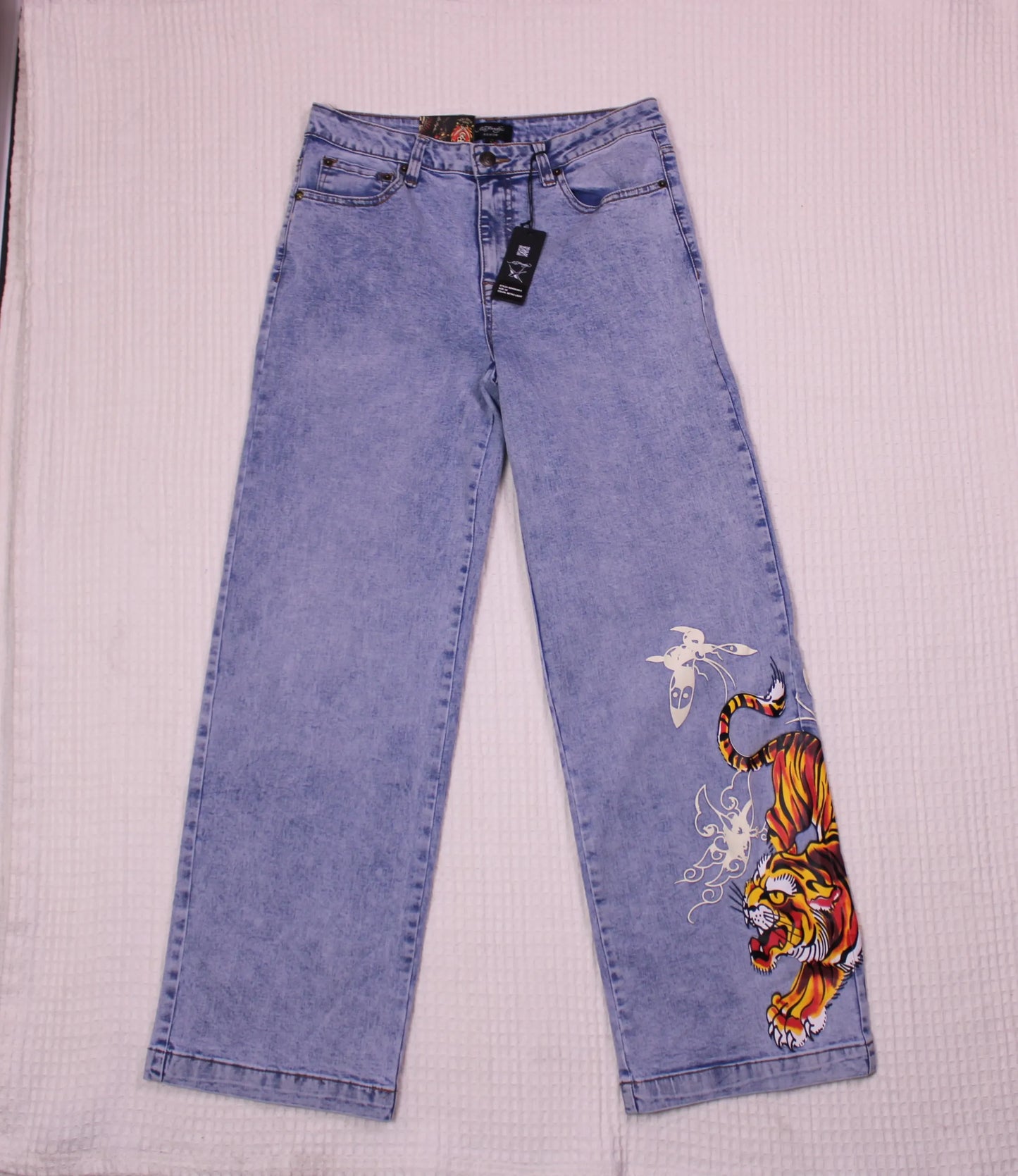 Ed Hardy - Crawling Tiger Wide-Leg Jeans - Size 30