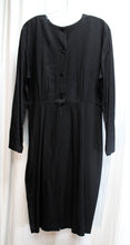 Load image into Gallery viewer, Vintage 80&#39;s - Hearts - Black Long Sleeve Lightweight Dress w/ Button Detailing At Waist - Size 12 (Vintage See Measurements 33&quot; Waist)
