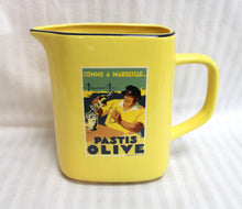 Load image into Gallery viewer, Vintage - Kiss That Frog - Comme A Marseille Pastis Olive - Yellow Ceramic Pitcher - 6.75&quot; h