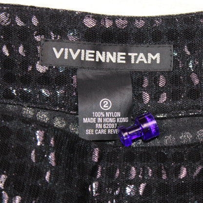 Vivienne Tam - Vintage - Black Sequin Mesh Pants - Size 2