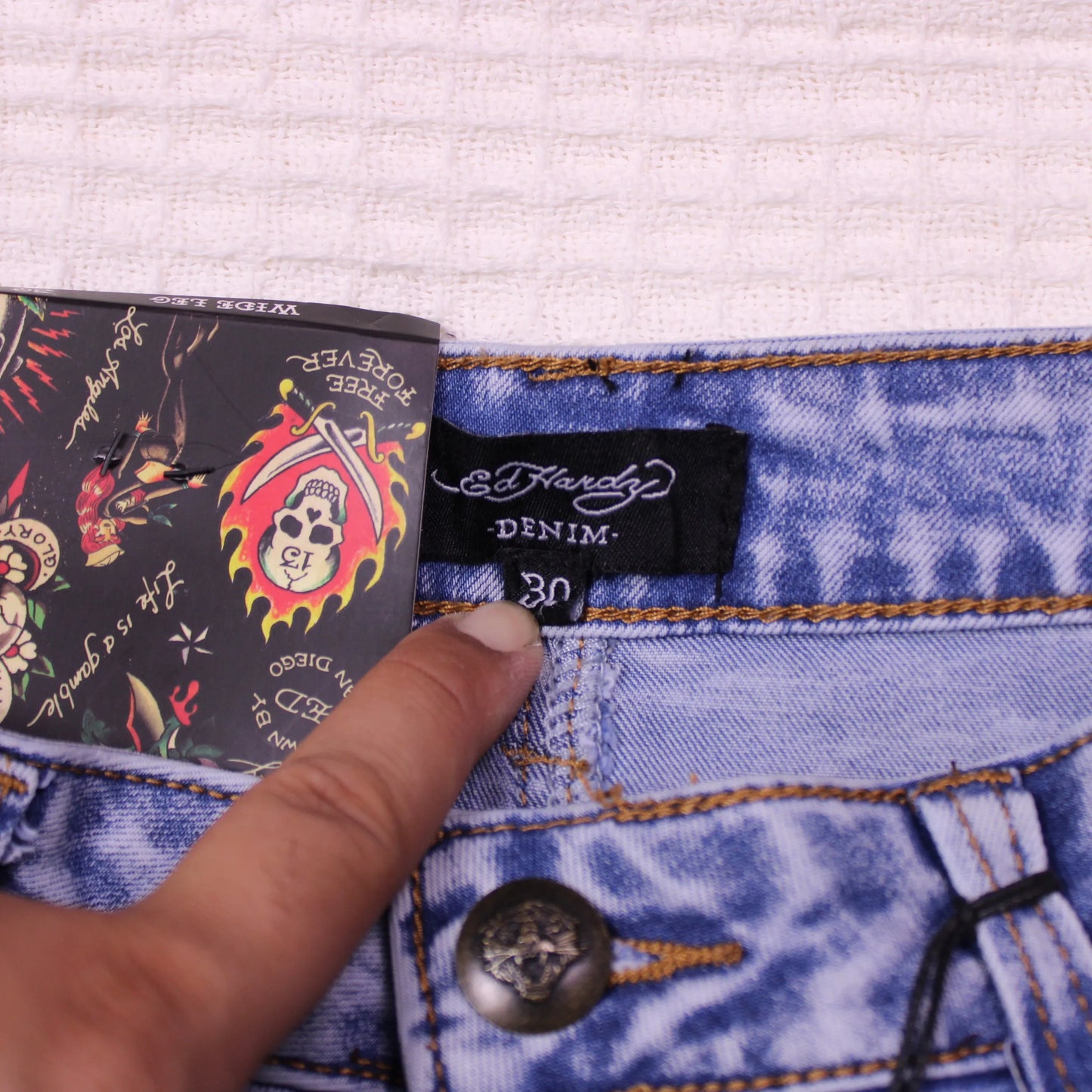Ed Hardy - Crawling Tiger Wide-Leg Jeans - Size 30