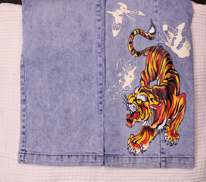 Ed Hardy - Crawling Tiger Wide-Leg Jeans - Size 30