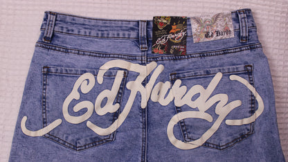 Ed Hardy - Crawling Tiger Wide-Leg Jeans - Size 30