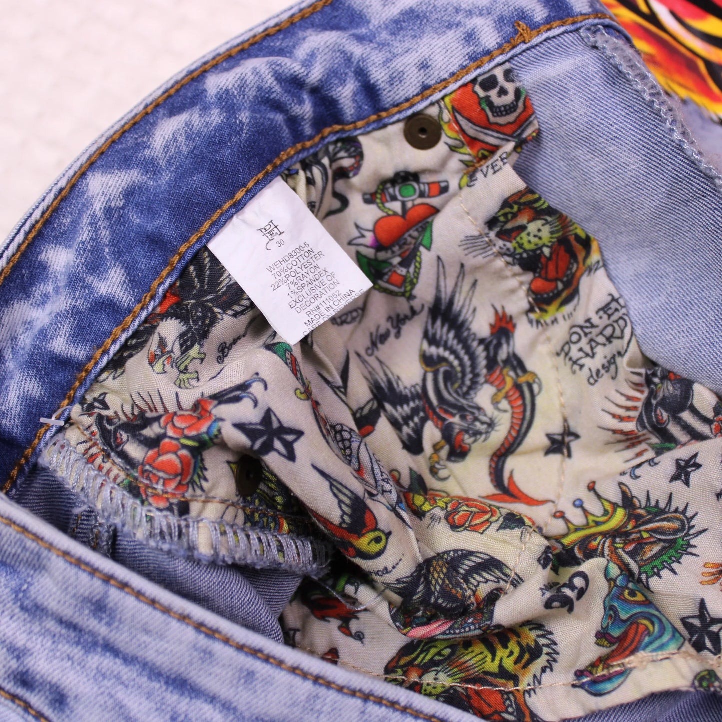 Ed Hardy - Crawling Tiger Wide-Leg Jeans - Size 30