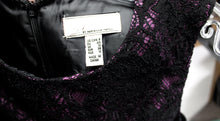 Load image into Gallery viewer, Vintage - Lovely by Adrianna Papell - Sleeveless Black Lace Over Purple Bodice w/ Jacquard Skirt Cocktail Dress - Size 8
