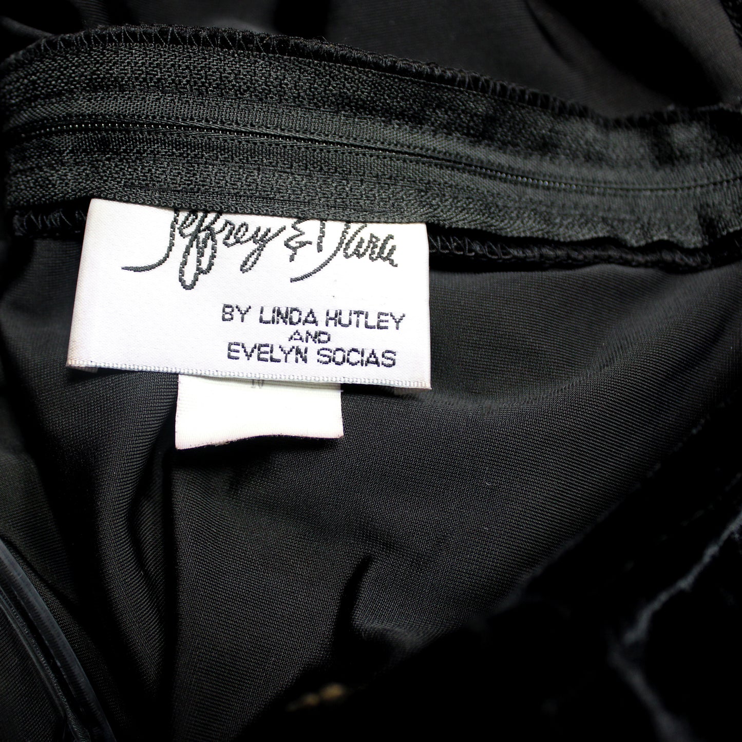 Vintage - Jeffrey & Dara by Linda Hutley & Evelyn Socias - Black Velvet Bodice & Pinstripe Skirted Dress w/ Velvet Button Details - Size 10 (Vintage, See Measurements 30" Waist Area)