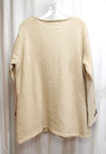Load image into Gallery viewer, Storybook Knits - Adorable Beige V-Neck Embroidered Purple Roses w/ Sequins Cardigan Sweater w/ Floral Buttons - Size 1X