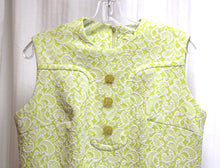 Load image into Gallery viewer, Vintage 1960&#39;s -College Girl New York - Sleeveless Green &amp; Gray 3D Paisley Lace Texture Mod Dress - See Measurements 32.5&quot; Waist Area