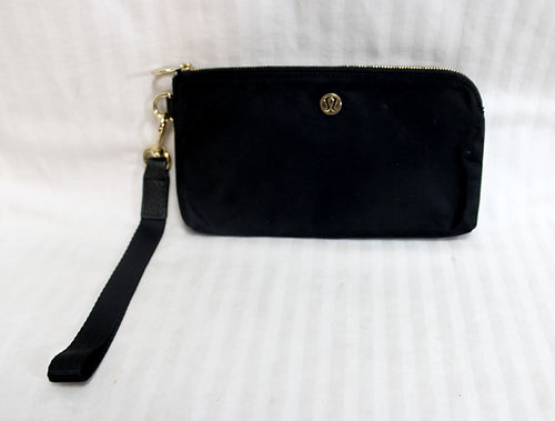Lululemon - Athletica, Black Double Gold Zip 3 Slot Clutch Pouch w/ Card Slots & Removeable Wristlet