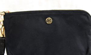 Lululemon - Athletica, Black Double Gold Zip 3 Slot Clutch Pouch w/ Card Slots & Removeable Wristlet