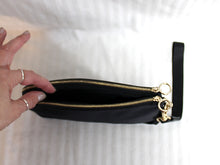 Load image into Gallery viewer, Lululemon - Athletica, Black Double Gold Zip 3 Slot Clutch Pouch w/ Card Slots &amp; Removeable Wristlet