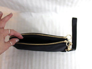 Lululemon - Athletica, Black Double Gold Zip 3 Slot Clutch Pouch w/ Card Slots & Removeable Wristlet