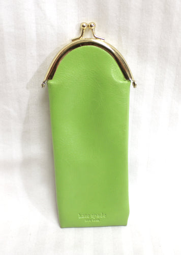 Kate Spade New York- Wink Wink Bright Green Soft Eyeglass Case w/ Kiss Lock