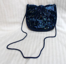 Load image into Gallery viewer, Handmade Blues, Green &amp; Purple Iridescent Beaded Purse/Bag