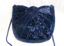 Load image into Gallery viewer, Handmade Blues, Green &amp; Purple Iridescent Beaded Purse/Bag