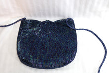 Load image into Gallery viewer, Handmade Blues, Green &amp; Purple Iridescent Beaded Purse/Bag