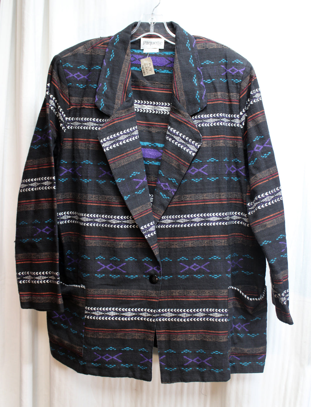 Vintage - Paquette - Cotton Southwest Patterned One Button Jacket - Size 2X (W/ Original Tags)