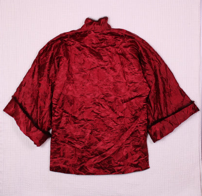 Golden Silk Brocade/Embroidery Jīnsī Jǐnxiù - Vintage - Red Tang Suit Jacket - Size S