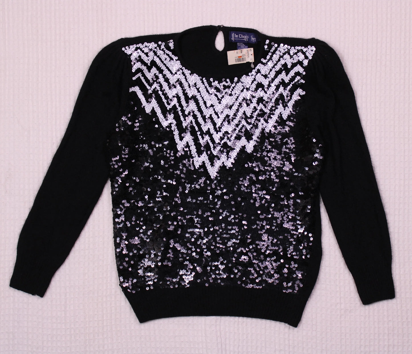 Le Chois - Vintage - Balck & White Sequin Sweater - Size S