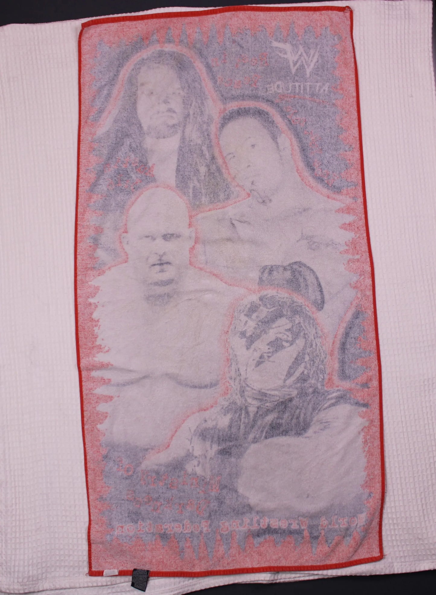 WWF - Vintage - Red, Black, & White Attitude Era Beach Towel