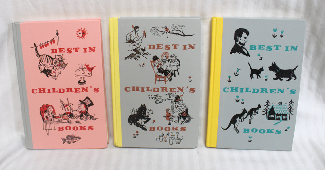 Vintage 1957-58 - Lot of 3 Best in Children's Books Volumes - Nelson Doubleday (Rudyard Kipling, Robert Lewis Stevenson, Grimm, Lewis Carroll etc, See Photos)