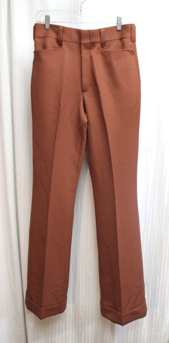 Men's Vintage 1970's - Tobias Trousers A-1 Kotsin - Warm Brown Textured Flare Cuffed Pants - Size 32/34 (w/ Original Tag)