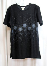 Load image into Gallery viewer, Vintage - JPLA -  Black Short Sleeve Gray Roses &amp; Beads/Crystals Top - Size S