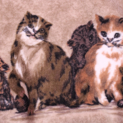 Blair - Vintage - Tan Cat Print Full-zip Fleece Jacket - Size 2XL