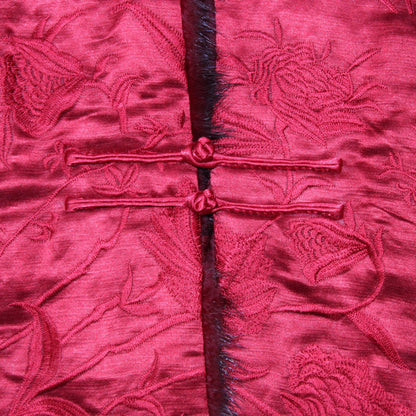 Golden Silk Brocade/Embroidery Jīnsī Jǐnxiù - Vintage - Red Tang Suit Jacket - Size S