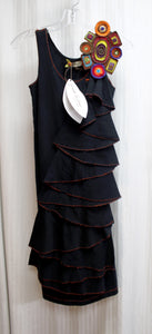 Gisele Barbosa, Feito a Mao (Handmade) Brazil- Unique Embroidered Cascading Ruffle Short Dress - Size 38 (US 4) w/ Tags