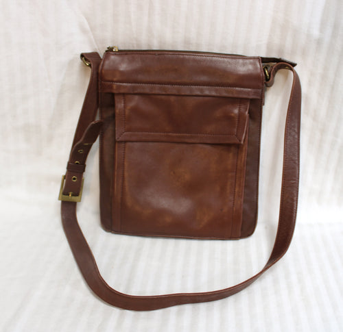 Fossil - Brown leather Satchel Messenger Bag