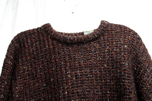 Men's Vintage - Christopher Hayes - Brown w/ Multi Color Fleck Chunky Wool Blend Pullover Cable Knit Sweater - Size S